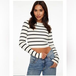 Dynamite fitted striped crew sweater